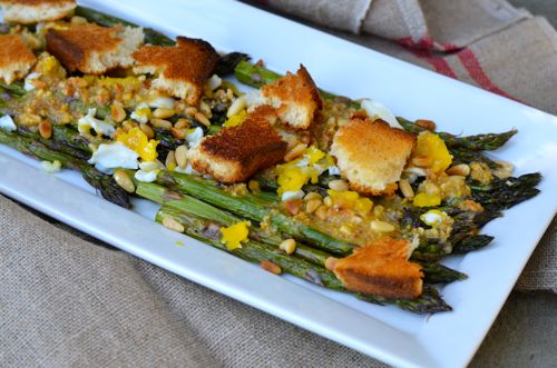 Asparagus, Egg and Croutons with Pine Nut Dressing | entertaining by ...